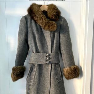 1960s fur trimmed wool coat